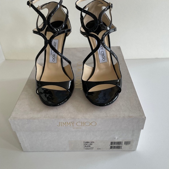 NEW - Jimmy Choo Lang Heels Sandals Black - Picture 1 of 9